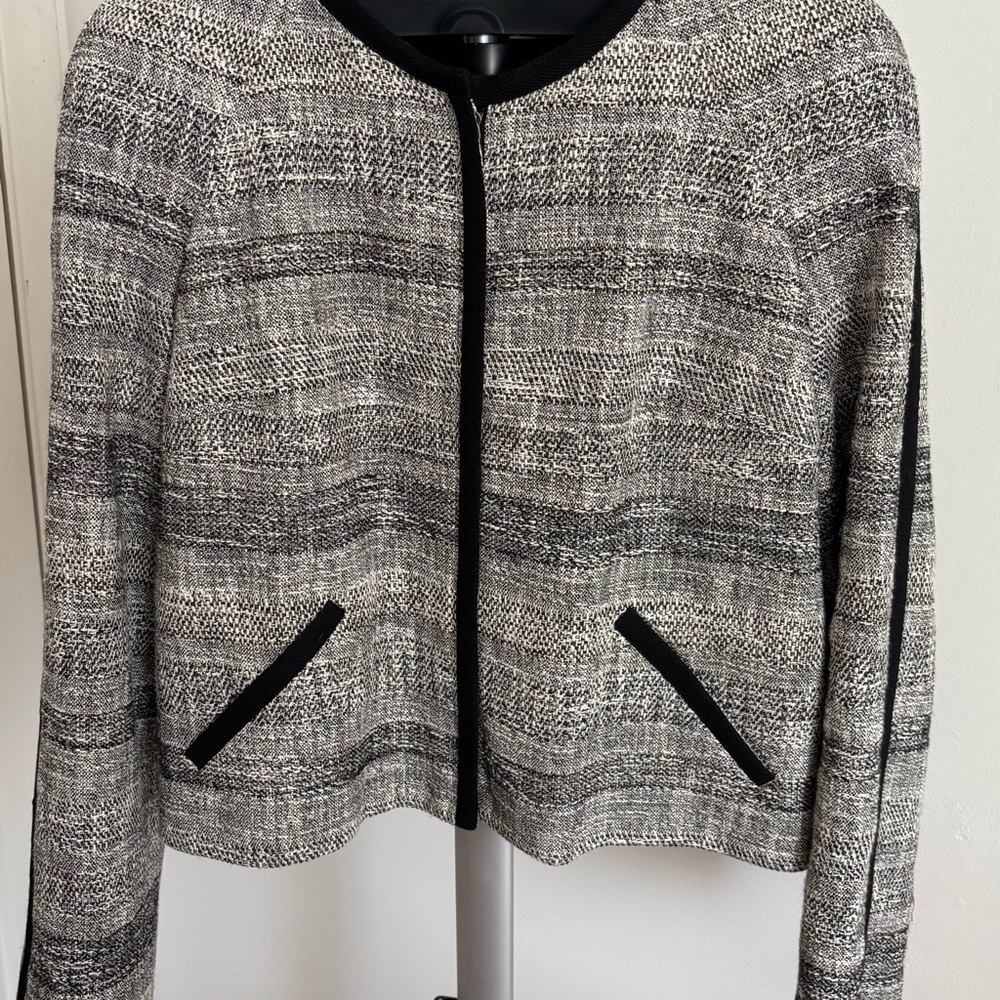 Women's Black and Gray Tweed Jacket